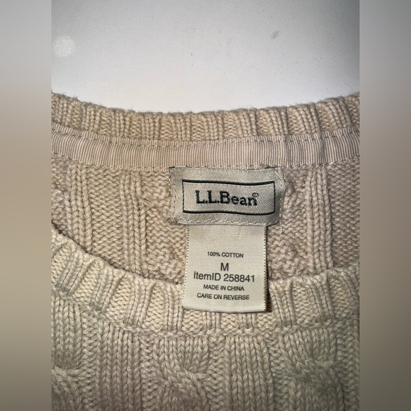 Vintage L.L. Bean Cable Knit Sweater Preppy Classic Fisherman Neutral Old Money - Picture 2 of 3